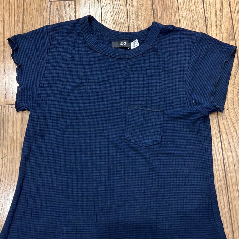 Navy blue ribbed T-shirt dress - Picture 7 of 11